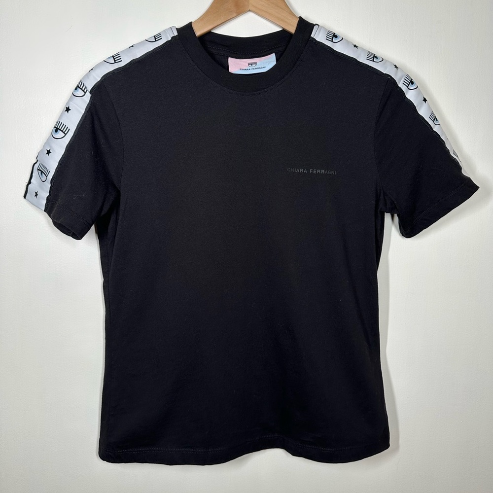 Chiara Ferragni Black Logo Tape T-shirt Large